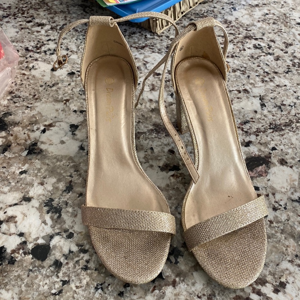 Gold strapped heels